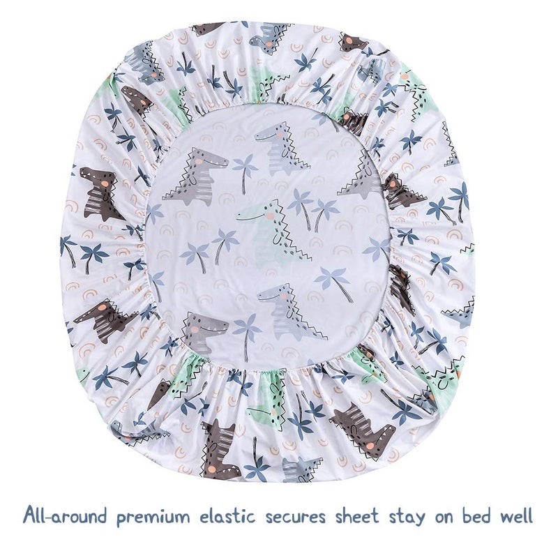 JSD مجموعة ملاءات أطفال ديناصور JSD بحجم توين، 3 قطع مطبوعة بأشجار النخيل من الألياف الدقيقة، جيب عميق - Image 4